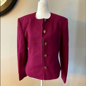 Vintage Prophecy Berry Colored 100% Wool Blazer